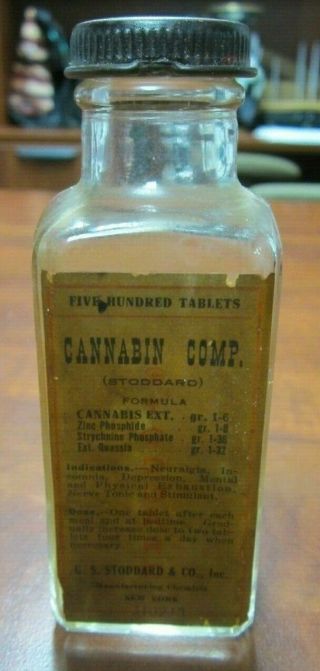 Antique Cannabin Compound Bottle - Marijuana/cannabis Medicine - G.  S.  Stoddard & Co.