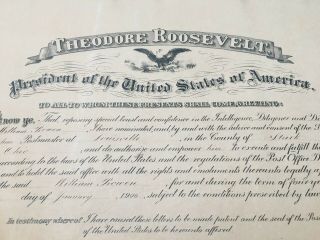 HISTORIC President Theodore Roosevelt hand signed 1906 dated Appointment 2