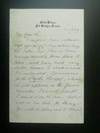 William Stainton Moses Cleric - Spiritualist Medium - Psychic Autograph Letter