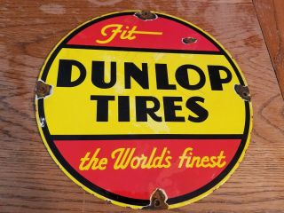 Porcelain Dunlop Tires Porcelain Sign Oil Gas Service Station Car Truck Tractor