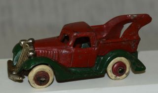 Vintage Hubley Cast Iron Wrecker Tow Truck - Two Piece Plus Grille - Red / Green