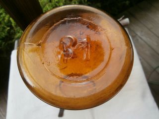 Vtg GLOBE Honey Amber Quart Ground Lip Mason Fruit Jar - no lid 5
