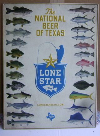 Lone Star Beer Metal Fishing Sign.  24 " X 18 " Texas Brewer.