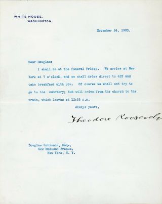 Theodore Roosevelt Signed Letter As President.  Bold Full Signature.