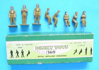 1950s Meccano Dinky Boxed Set No.  160 Royal Artillery Personnel Diecast 8 Figures
