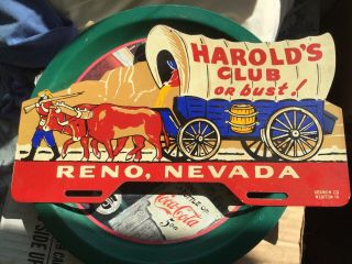 Vintage Harold’s Club Or Bust Metal Advertisement Reno Nevada