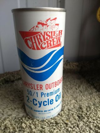 Vintage Full Can 1 Pint Chrysler Crew Outtboar 50\1 Premium Two Cycle Oil
