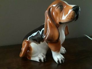 Vintage Rare Basset Hound Dog Ceramic 9 " Figurine Statue Made In Italy