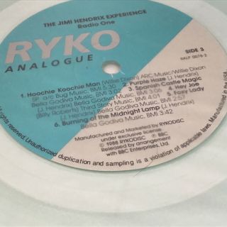 JIMI HENDRIX Vinyl BBC radio one (CLEAR VINYL) RARE 3 sided RYKO w/ OBI 3