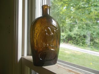 Granite Glass Co Stoddard,  Nh Emb Olive Amber Gii - 81 Pint 1840s Historical Flask