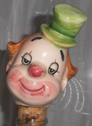 Clown Head Porcelain Ceramic Antique Vintage Bright Colored Bottle Stopper