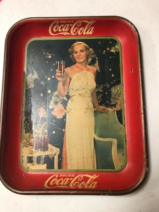 Antique 1938 Coca Cola Coke Tray Madge Evans American Art Vintage