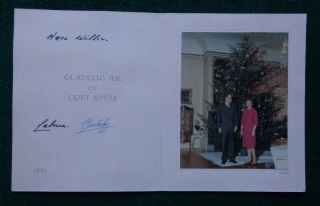 Antique Signed Christmas Card Prince Knud Princess Caroline - Mathilde Denmark
