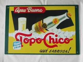 Mexican Topo Chico Mineral Water Bottle Metal Sign Bar Man Cave