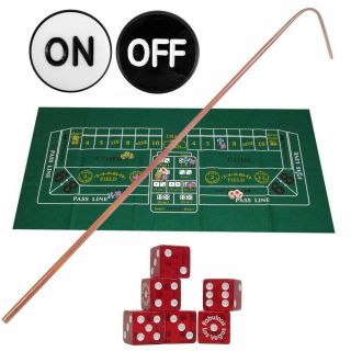 Pro Craps Set Layout,  Includes Layout,  On/off Puck,  5 Dice,  36 " Stick,  No Chips