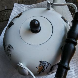 Sheltie Decorative Metal Teapot,  6 Shelties,  5 Colors,  orig acrylic,  B Ann OOAK 5