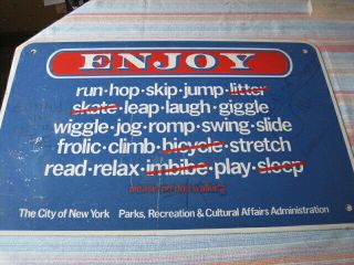Vintage 70s Or 80s City York Parks Recreation & Cultural Affairs Metal Sign