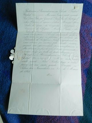 King Pedro V Of Portugal Rare Siged Document 1861