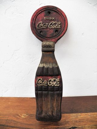 10 " Rustic Cast Iron Coca - Cola Coke Door Handle Pull Vtg Antique - Look