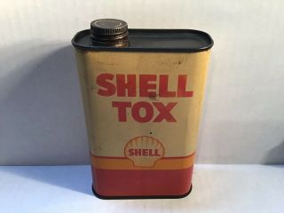 Vintage Shell Tox Very Old Logo Oil Can Gas Rare Quart Handy Gulf Mobil Gm Tydol
