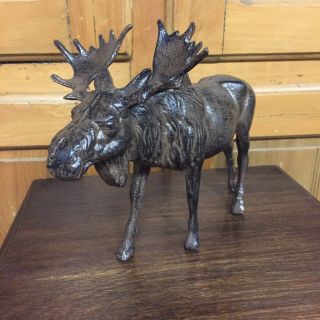 Cast Iron Moose Statue Figure Art Doorstop Elk Cabin Lake Home Decor Desk Deer