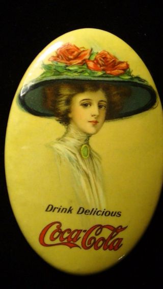 Coca Cola Advertising Celluloid Pocket Mirror,  1911 Antique 044