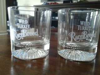 Wild Turkey Bourbon (rare Breed) Lowball & Etched Set Of Glasses