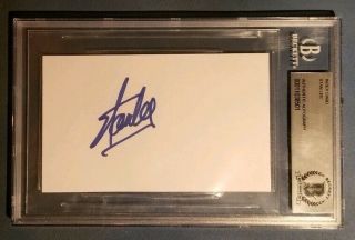 Stan Lee Mr.  Marvel Signed Autographed 3x5 Index Card Bas Beckett Authentic Auto