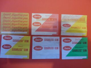 6 Diff.  Chewing Gum Wrappers Amarol Belgium From The Late 60 