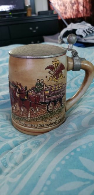 Anheuser Busch Budweiser 1976 Clydesdales And Wagon Csl9 Lidded Beer Stein