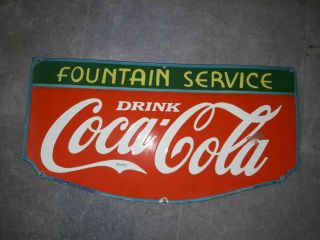 Old Vintage Porcelain Drink Coca Cola Fountain Service Size 14 " X 27 " Inches