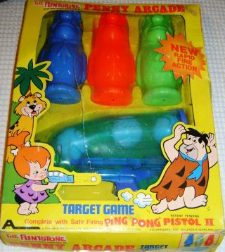 1976 Hanna & Barbera The Flintstones Penny Arcade Ping Pong Pistol Target Game