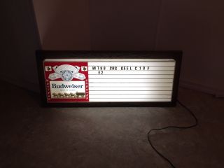 1980 Budweiser Beer Lighted Advertising Sign Menu Golden Clydesdales And Wagon