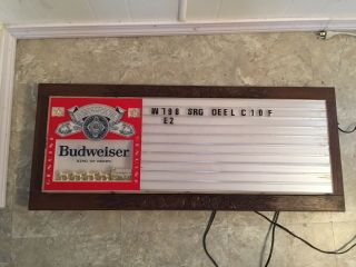 1980 BUDWEISER BEER LIGHTED ADVERTISING SIGN MENU Golden Clydesdales And Wagon 4