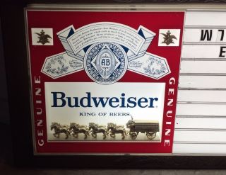 1980 BUDWEISER BEER LIGHTED ADVERTISING SIGN MENU Golden Clydesdales And Wagon 6