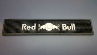 Red Bull Energy Drink Spill Mat Runner For Tiki Bar Pub Man Cave - Silver Black