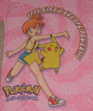 Pokemon Girls 4 - 6 Nightgown Sleepwear with Misty and Pikachu 1999 Poly USA 2