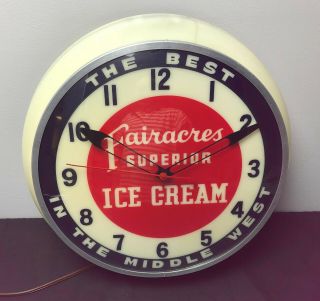 vintage FAIRACRES SUPERIOR ICE CREAM lighted advertising clock 2