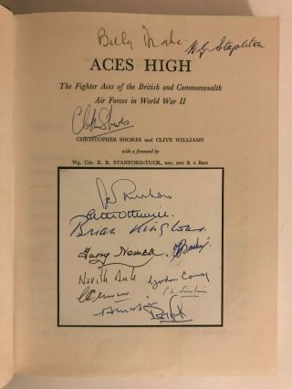 Aces High Multi Signed Brian Kingcome And Other Raf Battle Of Britain Veterans