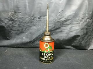 Vintage Texaco Long Spout Home Lubricant Oil Can Handy Oiler W/graphics