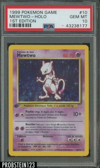 1999 Pokemon Game 1st Edition 10 Holo Mewtwo Psa 10 Gem