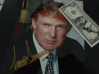 President Donald Trump Signed Autographed 8x10 Photo Gold Ink,  Signed Dollar