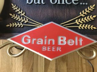 Vintage Grain Belt Beer “ You Are A Stranger Here But Once” Lighted Beer Sign 4