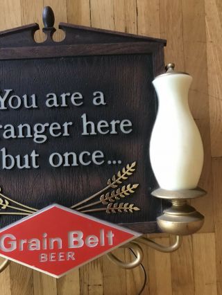 Vintage Grain Belt Beer “ You Are A Stranger Here But Once” Lighted Beer Sign 8