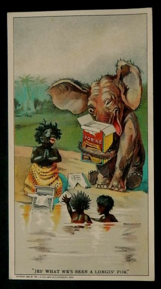 1900 Ivorine Trade Card Anthropomorphism Fantasy Elephant Black Americana Rare