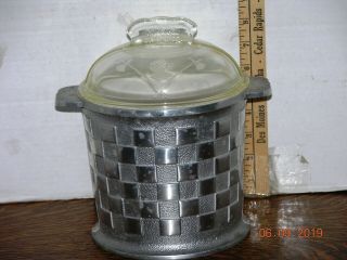 Vintage Guardian Service Ware Ice Bucket w/ Plastic Insert & Glass Guardian Lid 2