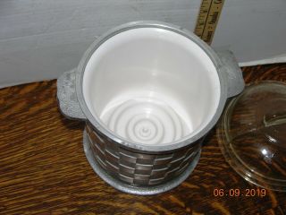 Vintage Guardian Service Ware Ice Bucket w/ Plastic Insert & Glass Guardian Lid 6