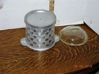 Vintage Guardian Service Ware Ice Bucket w/ Plastic Insert & Glass Guardian Lid 7
