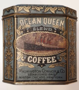Rare American (chicago,  Boston York) " Ocean Queen Blended Coffee " Tin