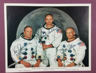 Apollo 11 Crew Neil Armstrong,  Michael Collins,  Buzz Aldrin - Signed Nasa Photo